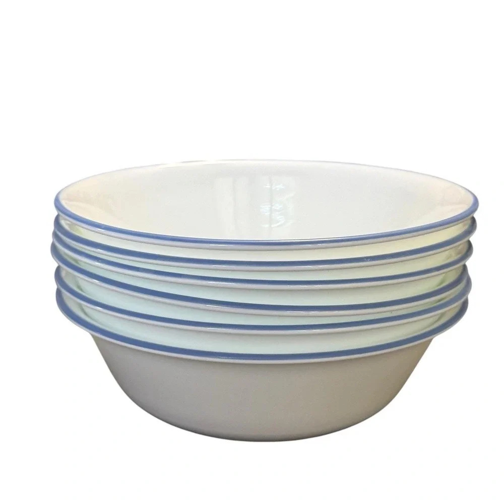 Corelle Vitrelle Set Of 6 MediumBlue Band 6 1/4 Inch  Cereal Bowls Brand New